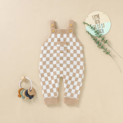 אוברול משבצות סרוג