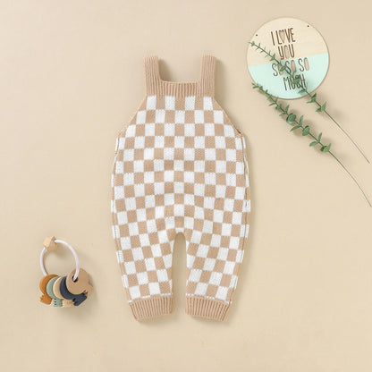 אוברול משבצות סרוג